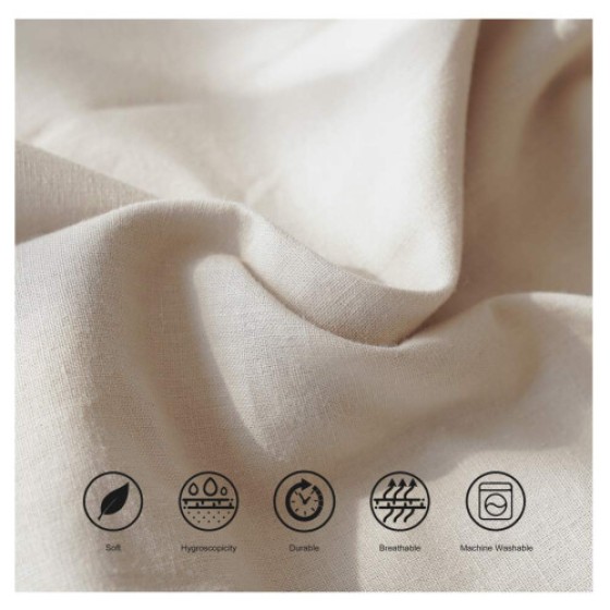 BISELINA Linen Sheet, French Linen Flat Sheet, 55% European Linen, 45% Cotton, Basic Style, Solid Color, Soft and Breathable